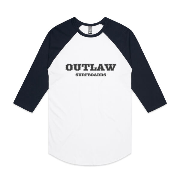 Outlaw Surfboards - Grey -3/4 Raglan Sleeve Tee Thumbnail