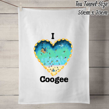 I heart Coogee - Teatowel 50% Linen Tea Towel - White Thumbnail